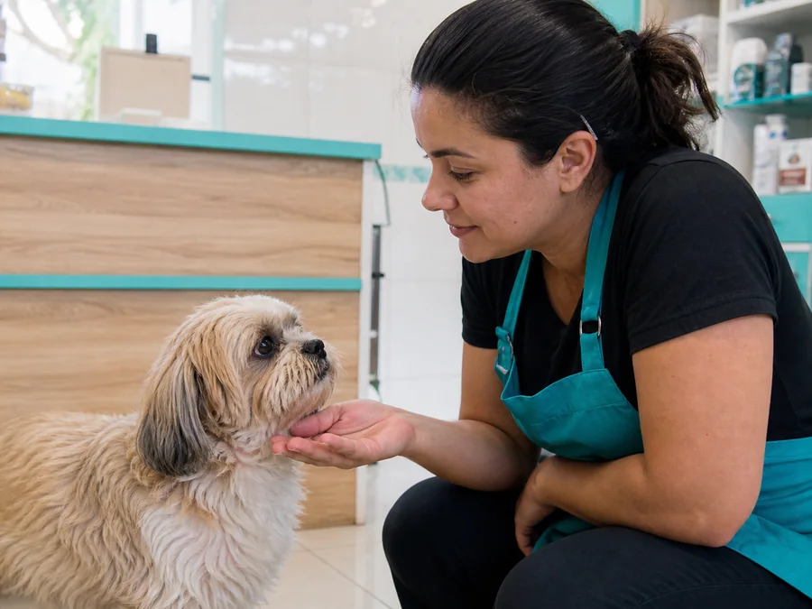 Cachorro recebendo atenção individual e cuidadosa