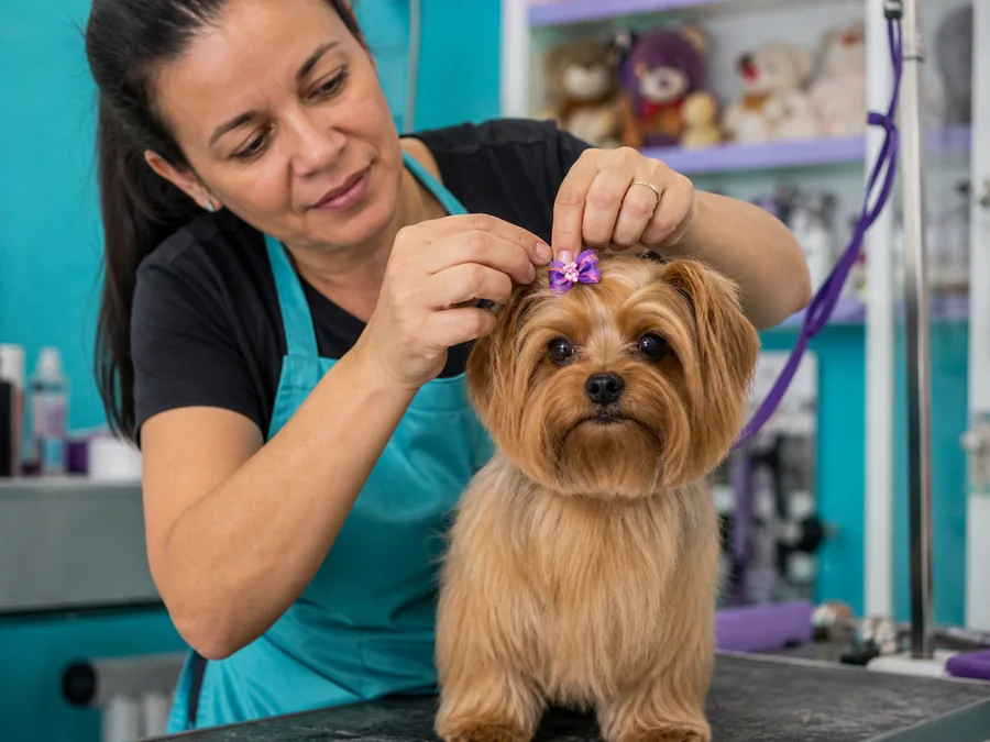 Cachorro de pelagem caramelo com tosa personalizada de aparência natural